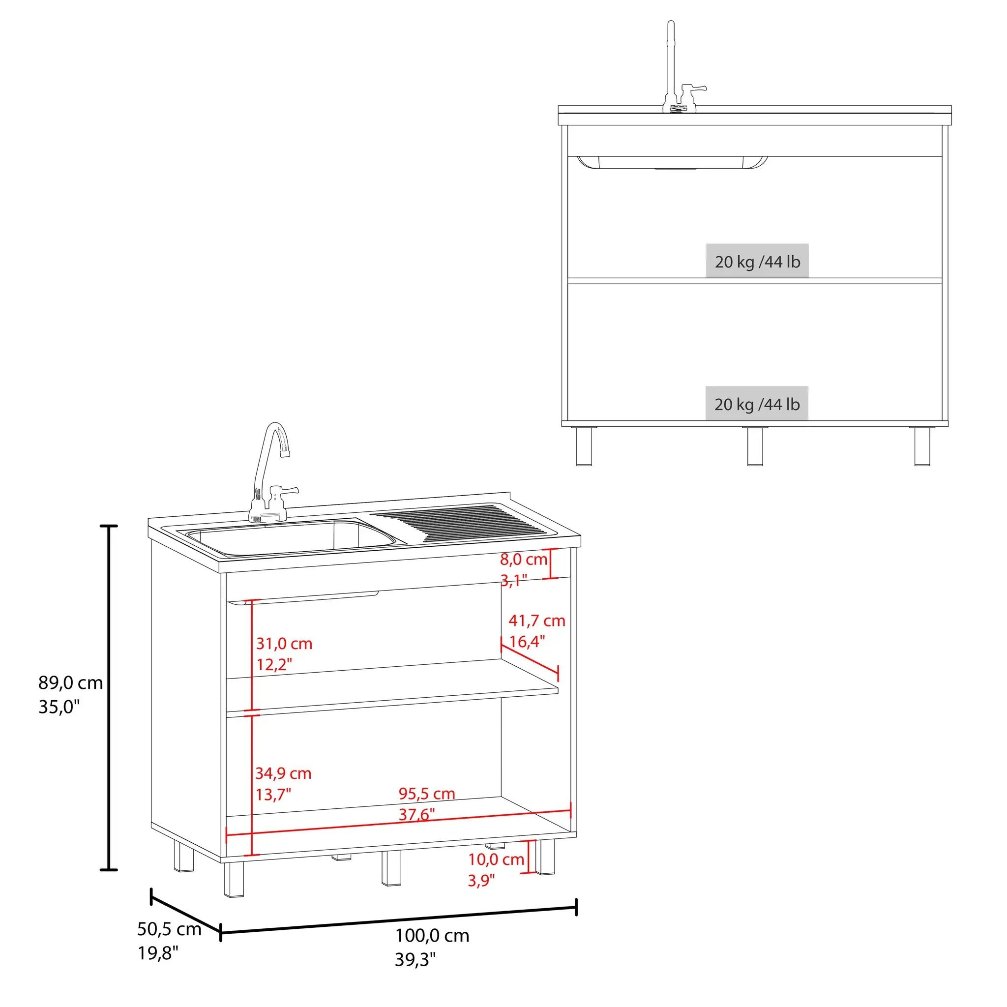 Alatna Freestanding Utility Base Cabinet with Stainless Steel Countertop and Faucet by HouseOfZazla