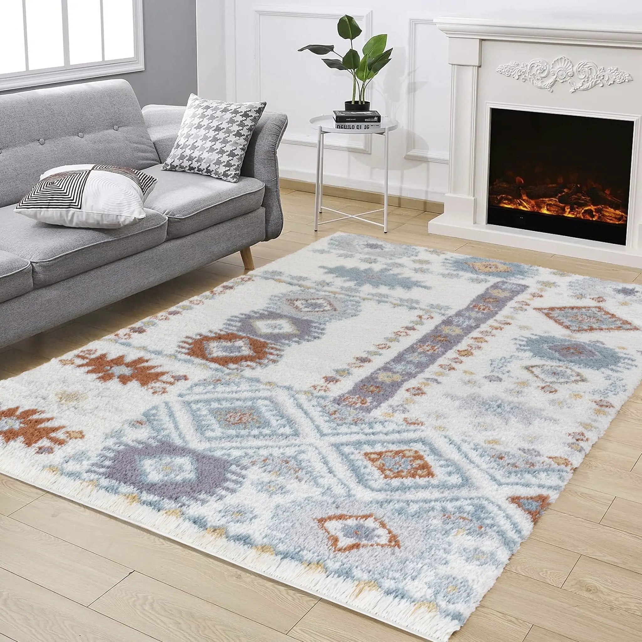 Loft Shag - 5' 3" X 7' Shaggy Area Rug - Ivory by HouseOfZazla