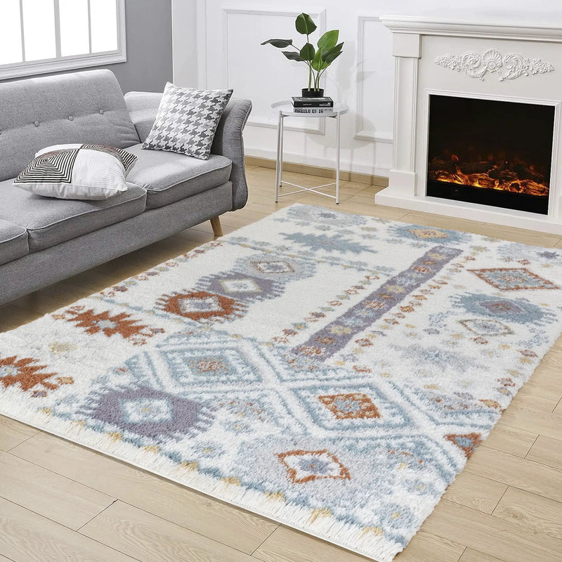 Loft Shag - 5' 3" X 7' Shaggy Area Rug - Ivory by HouseOfZazla