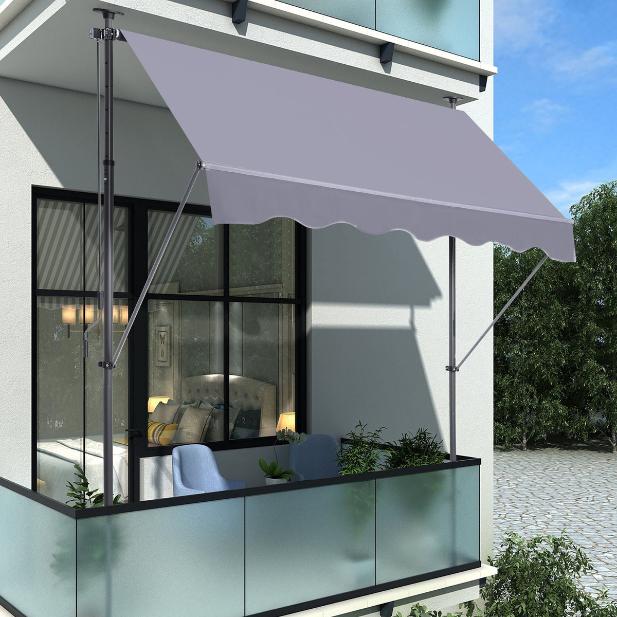 Manual Retractable Patio Awning With UV Resistant Sun Shade, photo 8 of 8