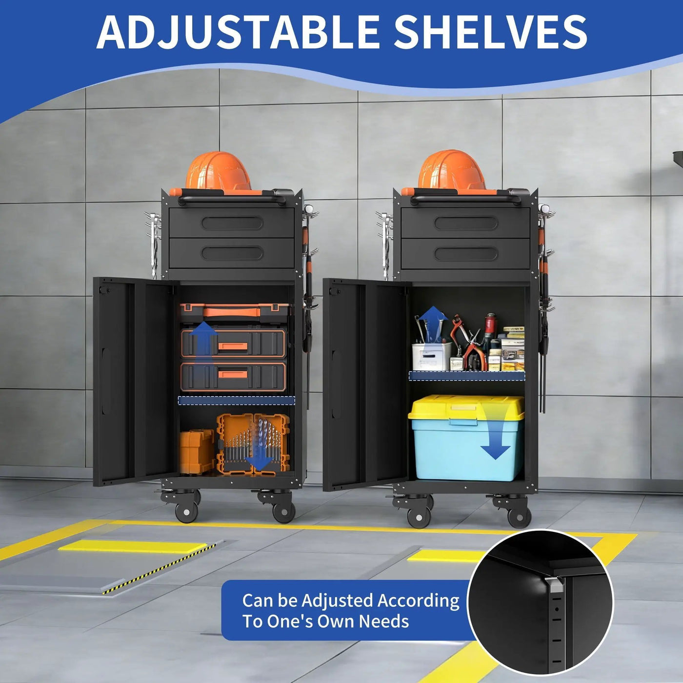 Rolling Tool Cabinet Heavy Duty Garage Storage With Lockable Doors & Drawers by HouseOfZazla