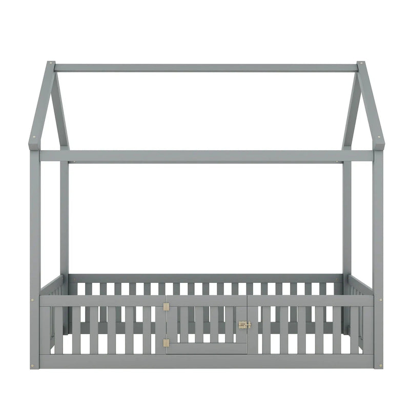 Wood House Bed With Fence And Door by Unique Piece Furniture