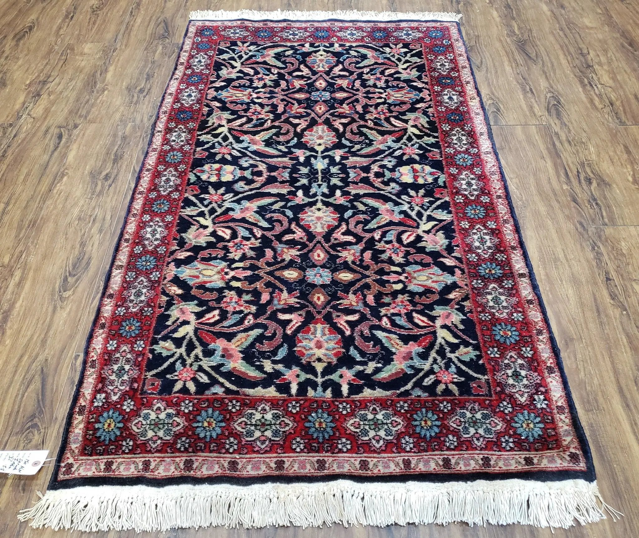 Antique Persian Sarouk Rug 3x5, Navy Blue, Allover Pattern, Hand Knotted by Jewel Rugs