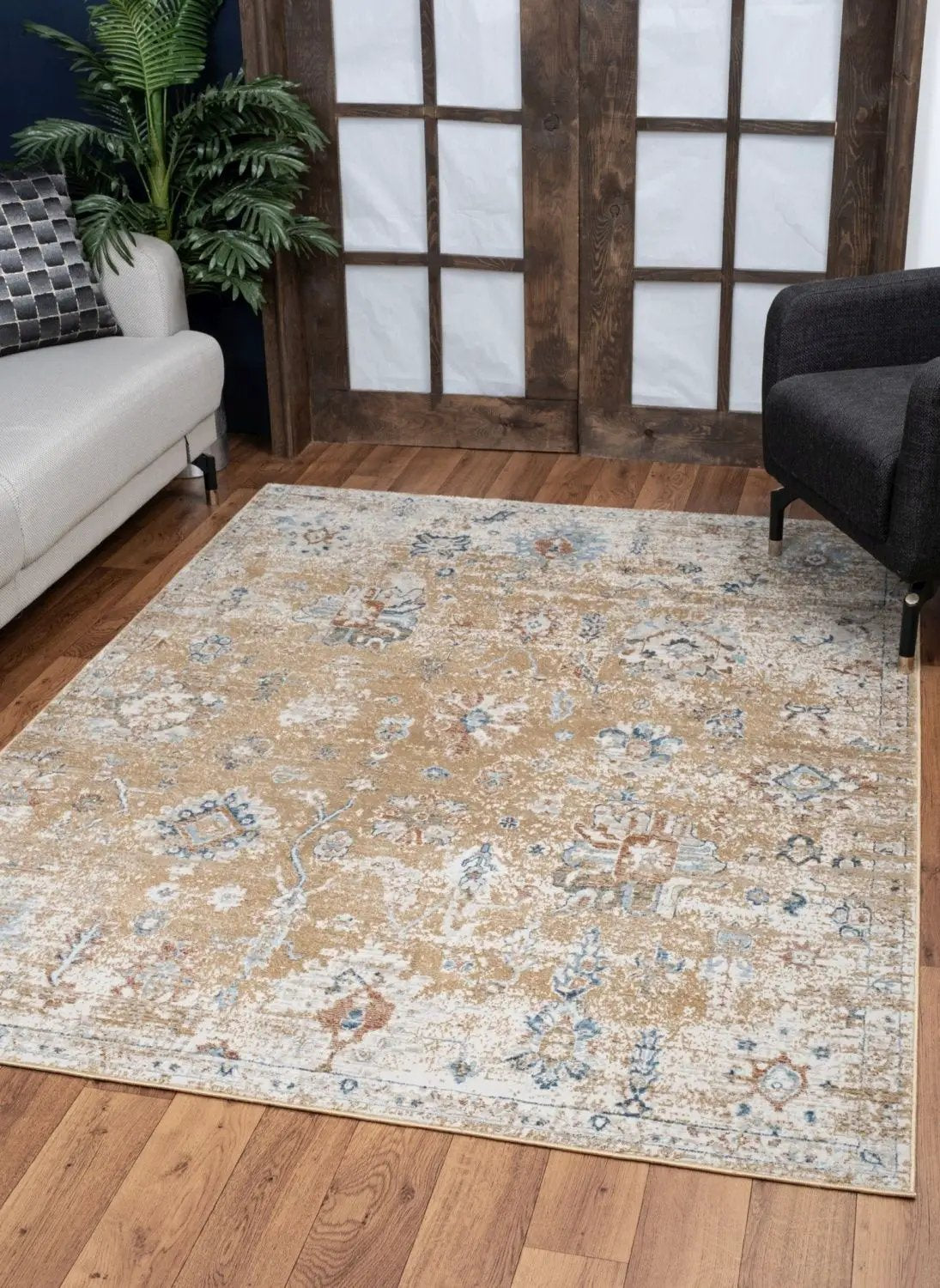 Noble - 5'3" X 7'3" Area Rug - Gold by HouseOfZazla