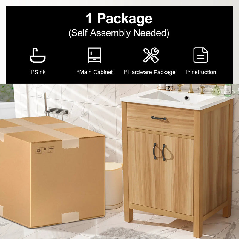 24" Bathroom Vanity with Solid Wood Frame by HouseOfZazla