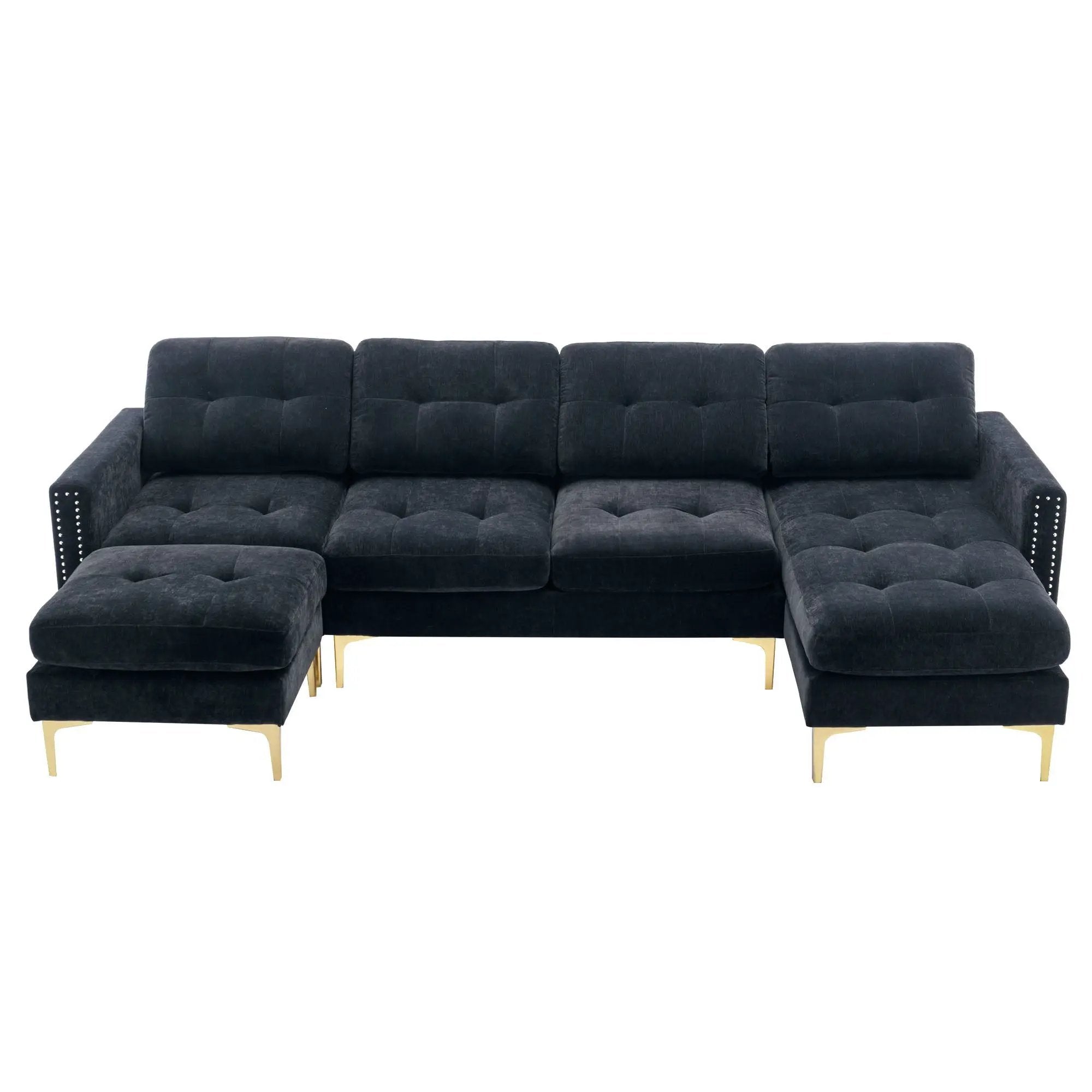 Modern L - Shape Convertible Sectional Sofa With Movable Ottoman by Unique Piece Furniture