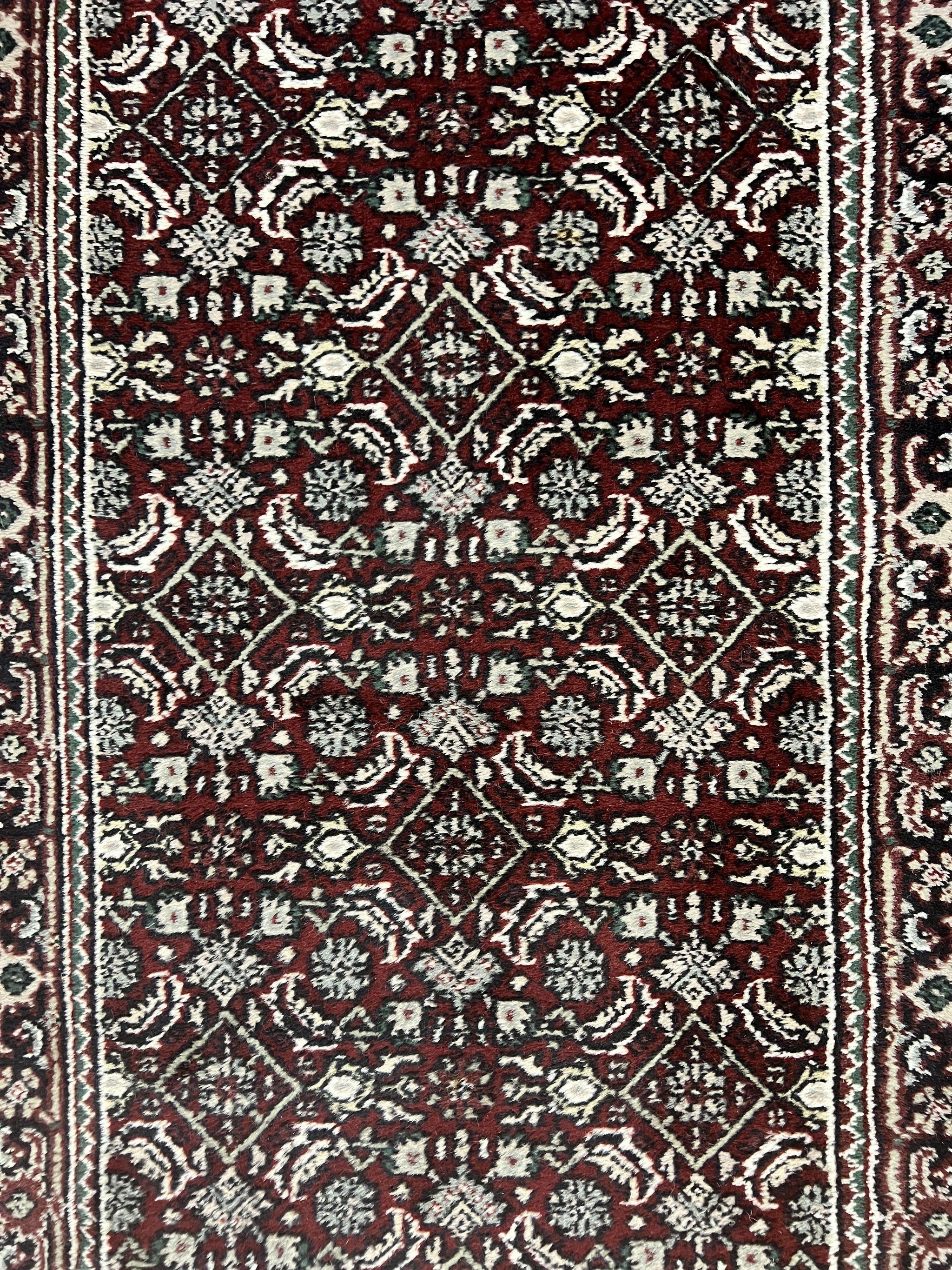 Indo Persian Runner Rug 2.7 x 8, Wool Hand Knotted Vintage Carpet, Red Black, Herati Allover Pattern, Oriental Runner, Rug for Hallway by Jewel Rugs