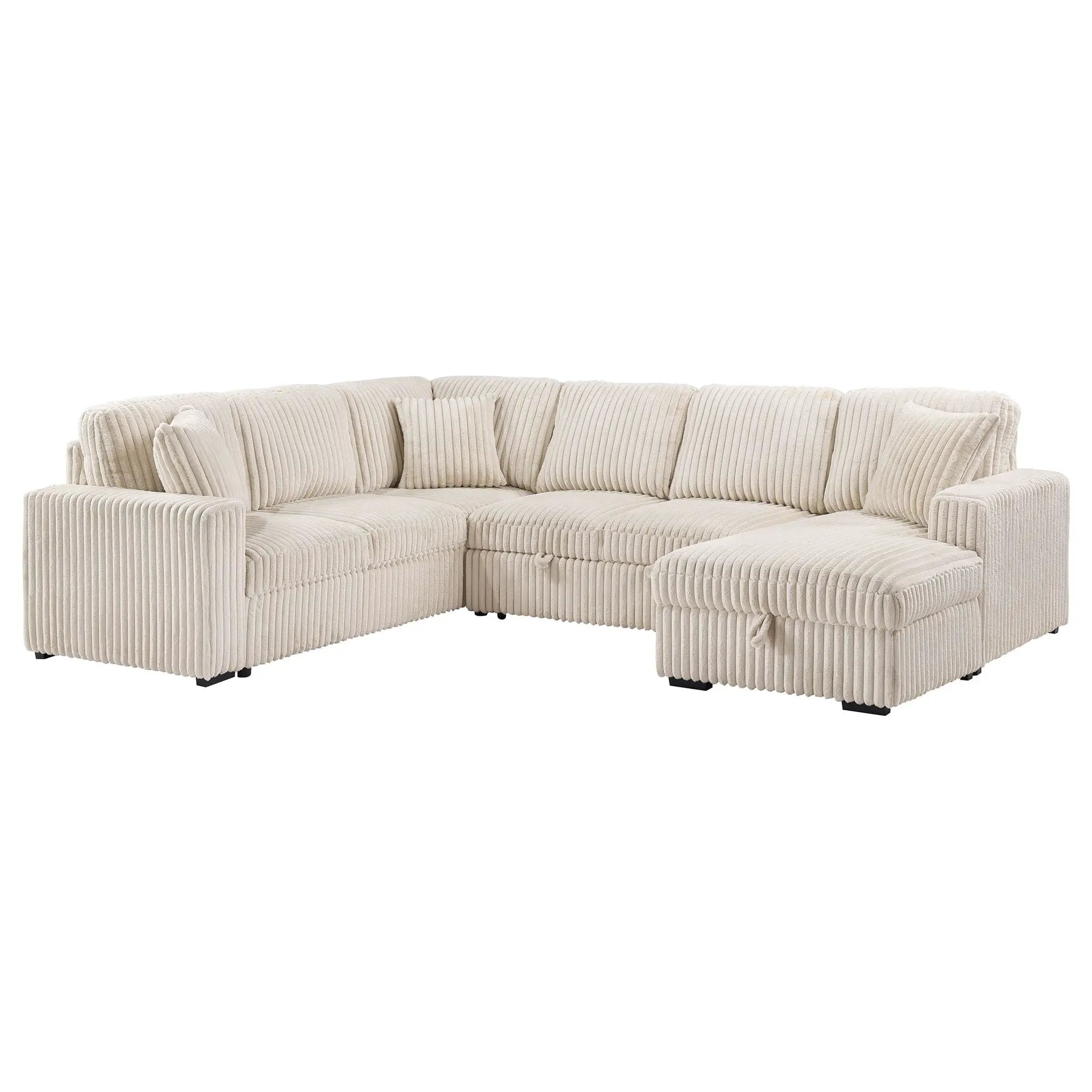 Devonshire Sleeper Sectional Sofa Storage Chaise Camel by Unique Piece Furniture