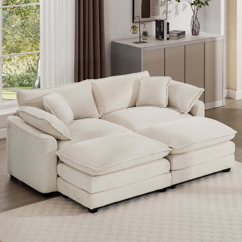 Modern Oversized Modular Cushion Sofa With Ottoman, Low Back, Deep Seating Sofa Set by HouseOfZazla