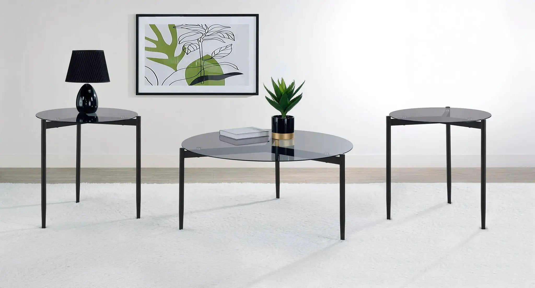 Rosalie 3-piece Round Coffee and End Table Set Grey by Unique Piece Furniture
