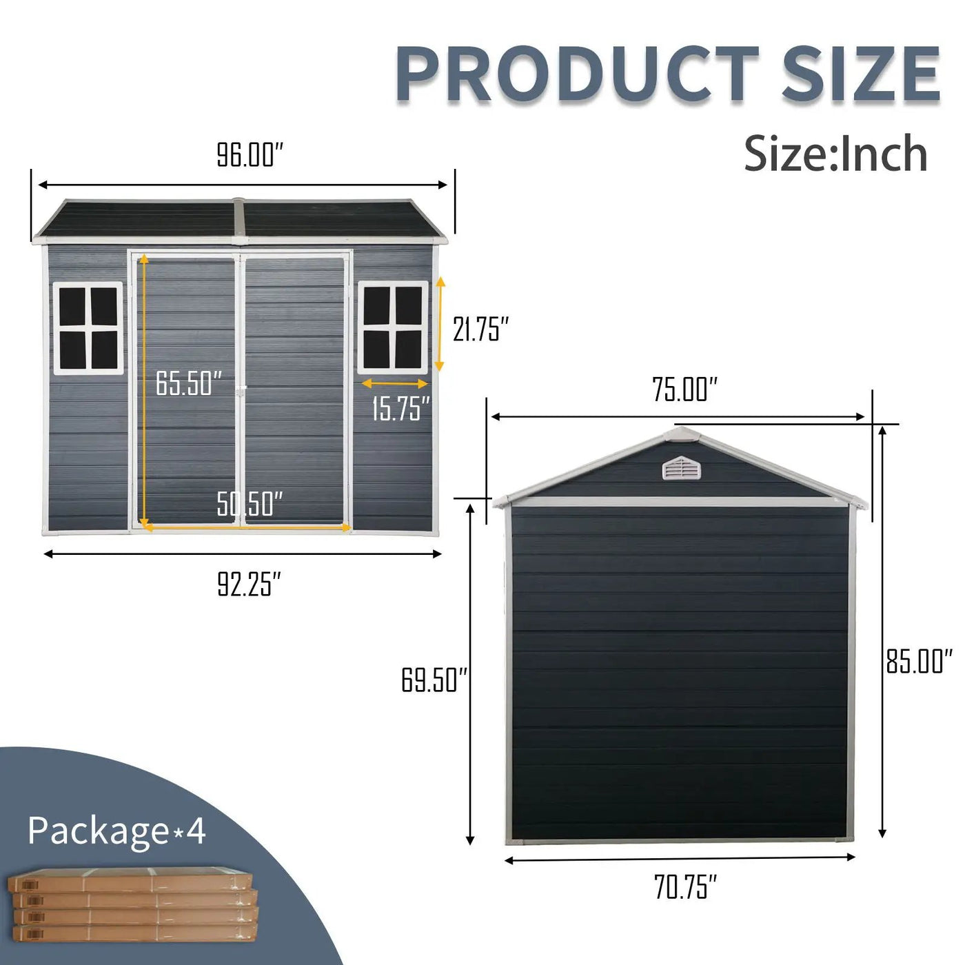 Resin Outdoor Storage Shed Waterproof Shed With Floor & Two Windows & Lockable Door, Tool Shed For Garden, Patio, Backyard by HouseOfZazla