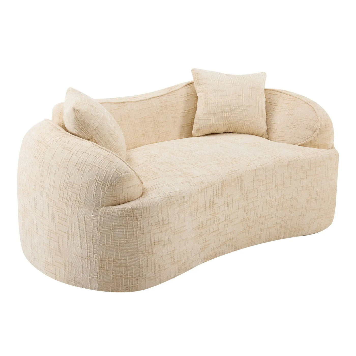 Curved 2 Person Compress Sofa With Armrests, Includes Pillows by Unique Piece Furniture