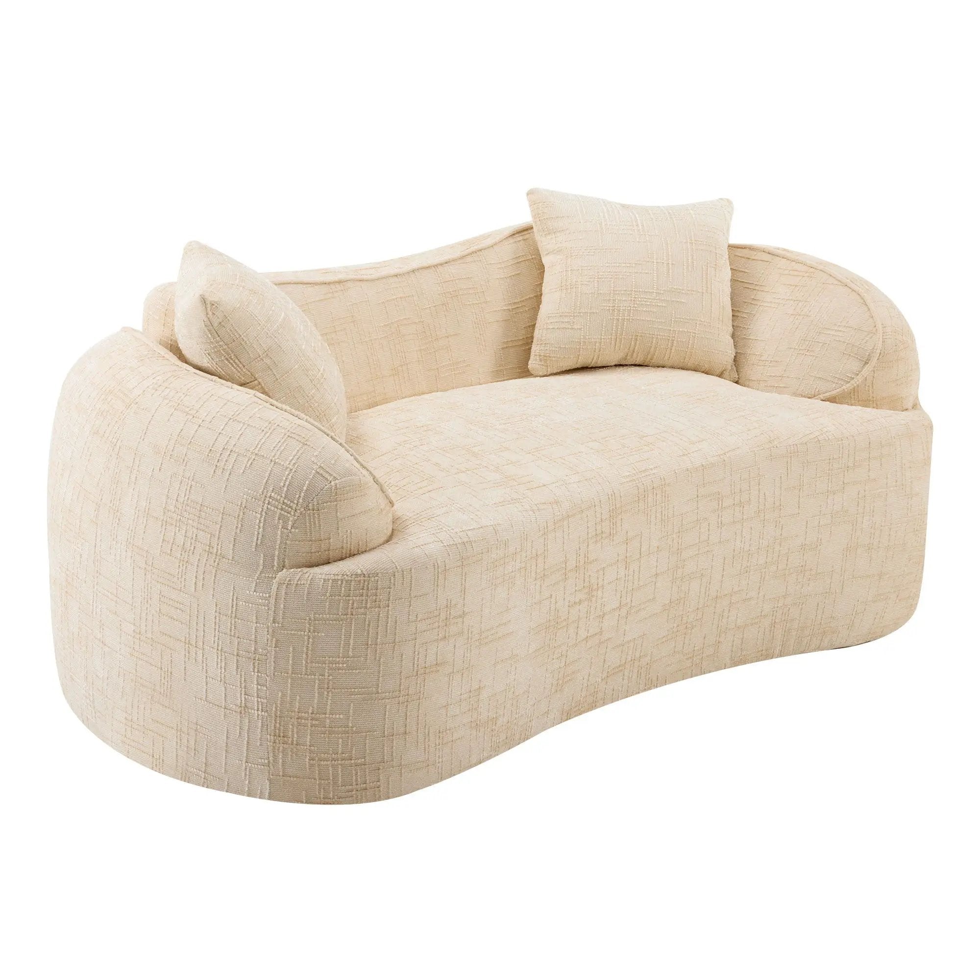 Curved 2 Person Compress Sofa With Armrests, Includes Pillows by Unique Piece Furniture