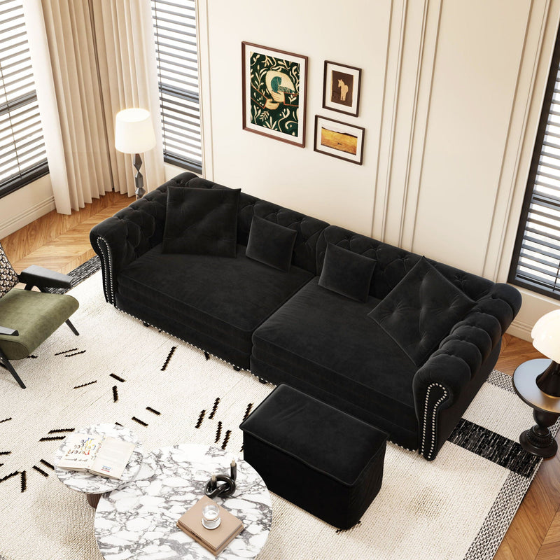 3 In 1 Convertible Sleeper Sofa Bed With Movable Ottoman by HouseOfZazla
