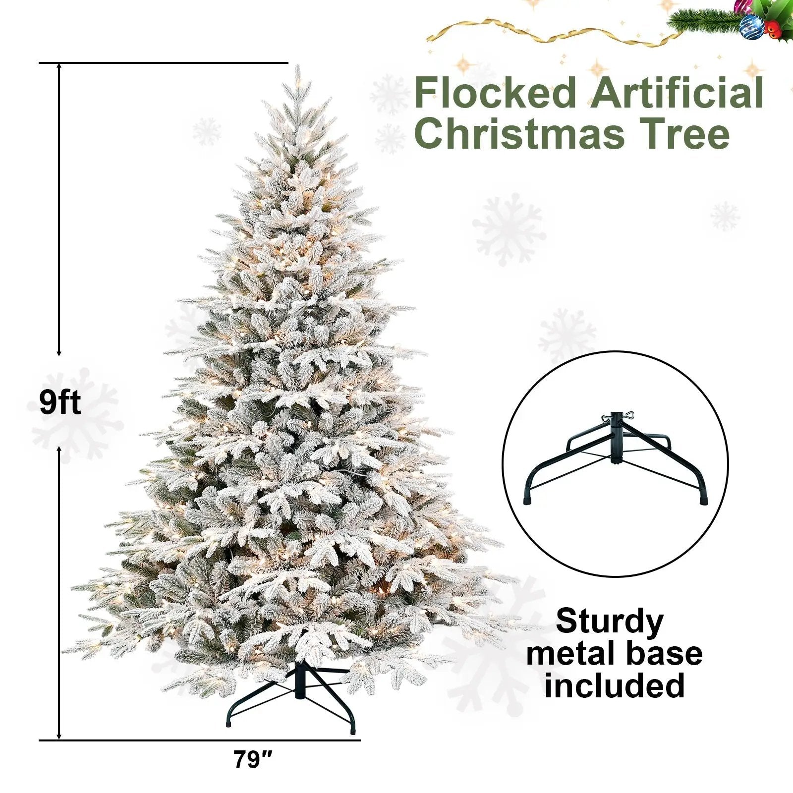 7.5ft Pre-Lit Flocked Artificial Christmas Tree by HouseOfZazla