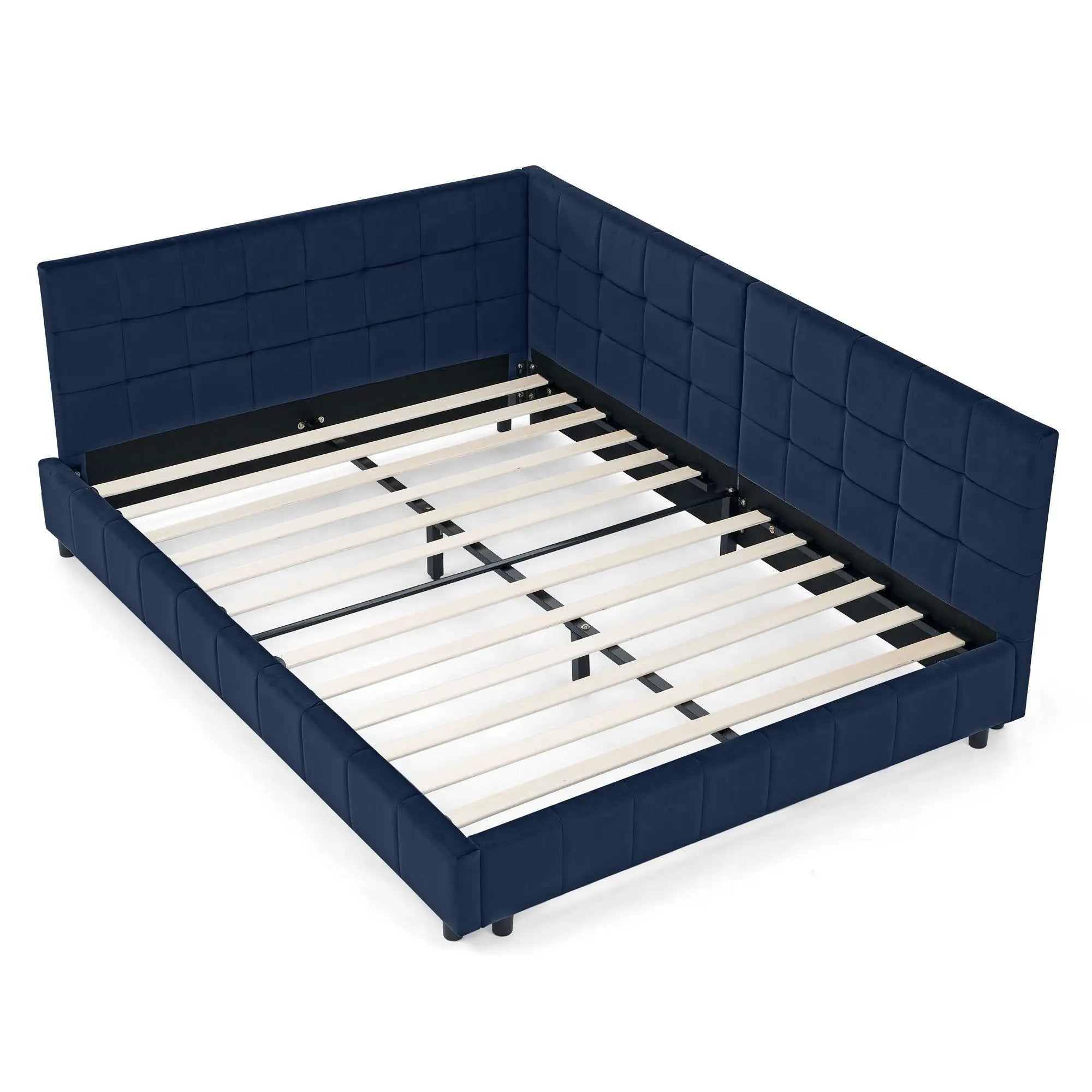Mid-Century Storage Upholstered Tufted Bed Frame With Backrest And Armrests by Unique Piece Furniture
