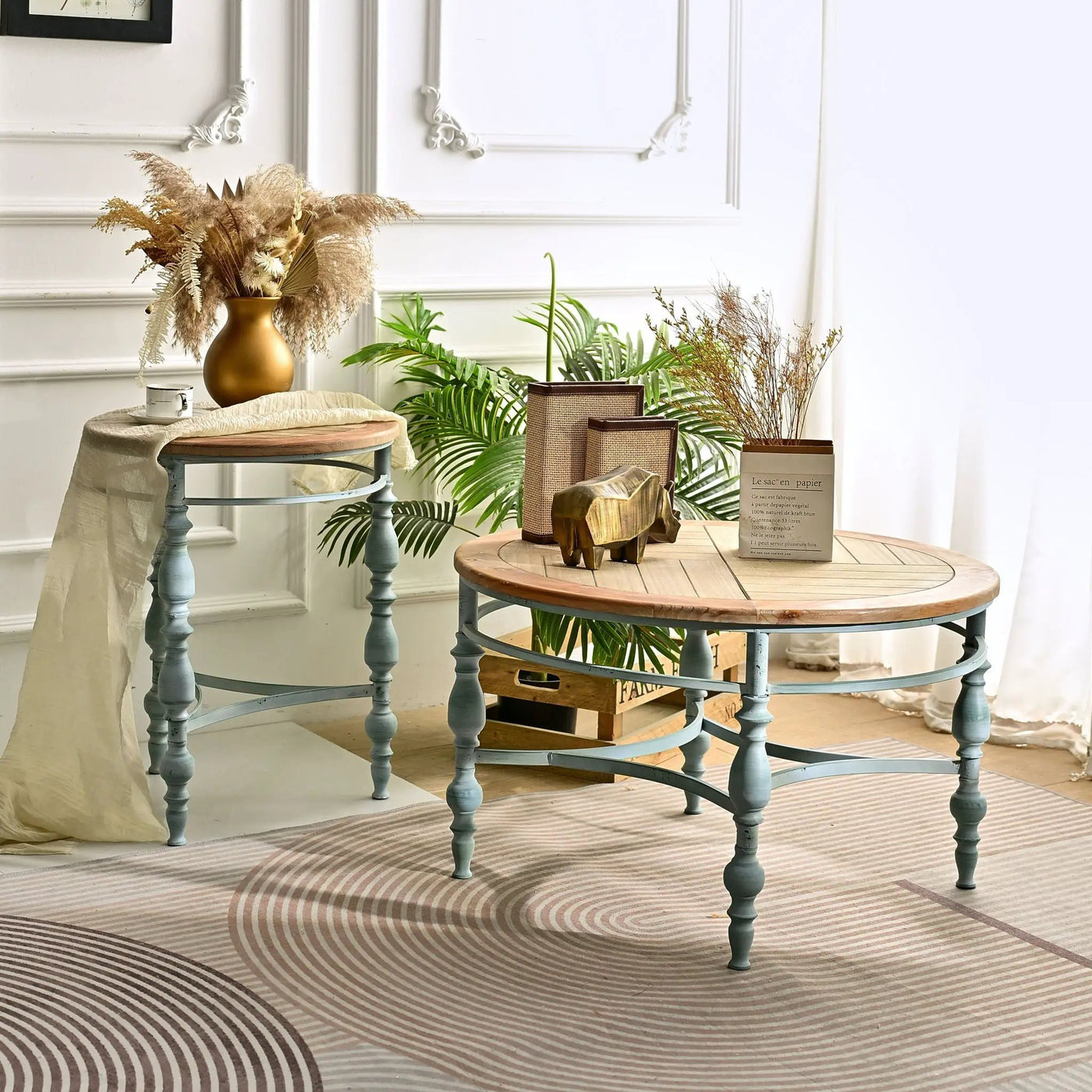 Round Top Carved Table For Living Room by HouseOfZazla