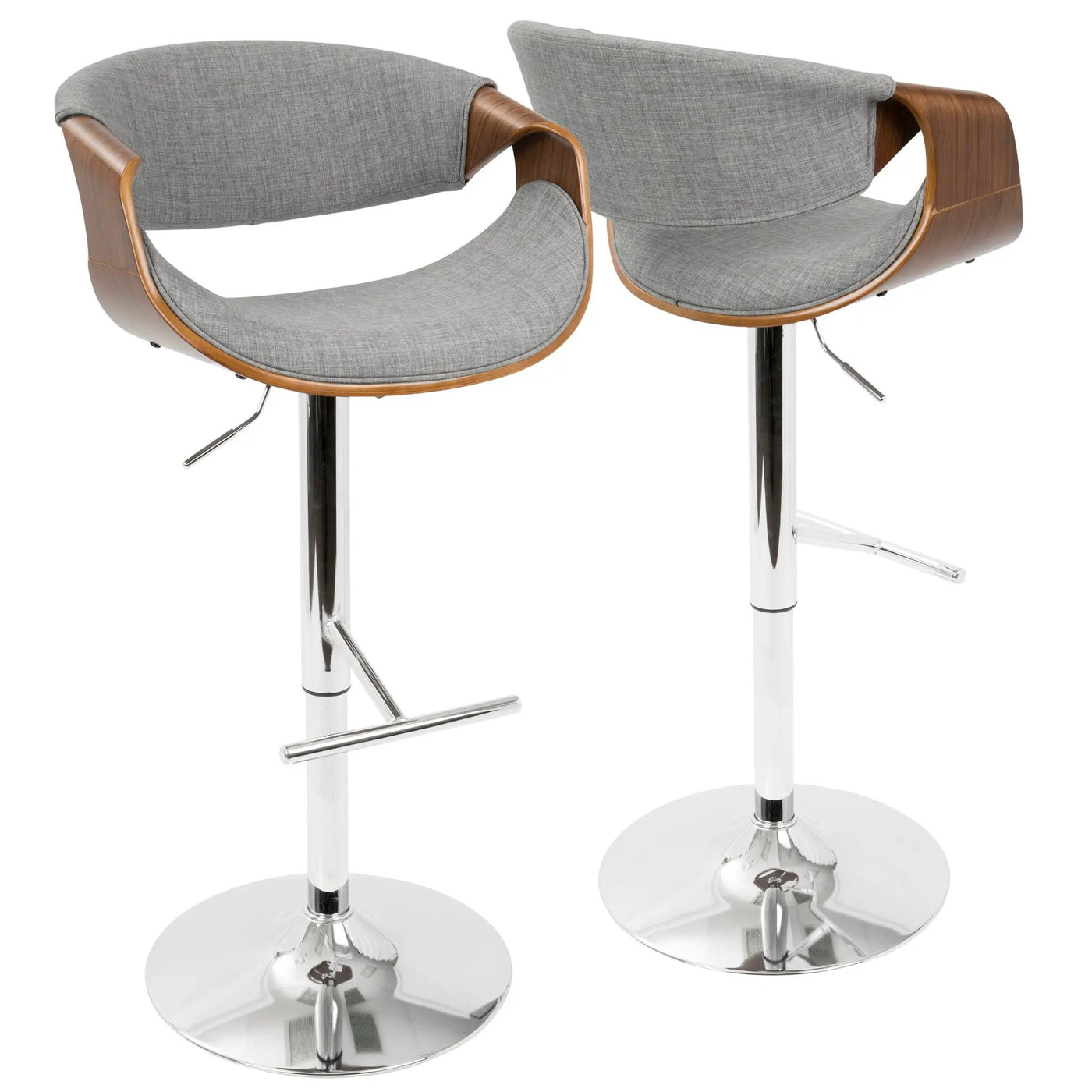 Curvo - Mid Century Modern Adjustable Barstool With Swivel With Straight T Footrest by HouseOfZazla