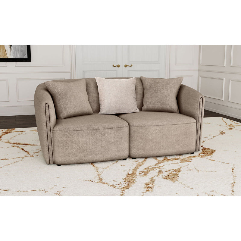 Silvana - Upholstered Rolled Loveseat With Curved Back And Foam Cushions - Beige by HouseOfZazla