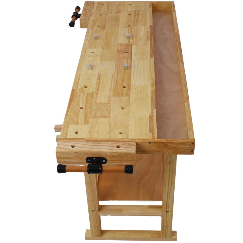 55" Wood Workbench For Garage Workshop And Home - Natural by HouseOfZazla