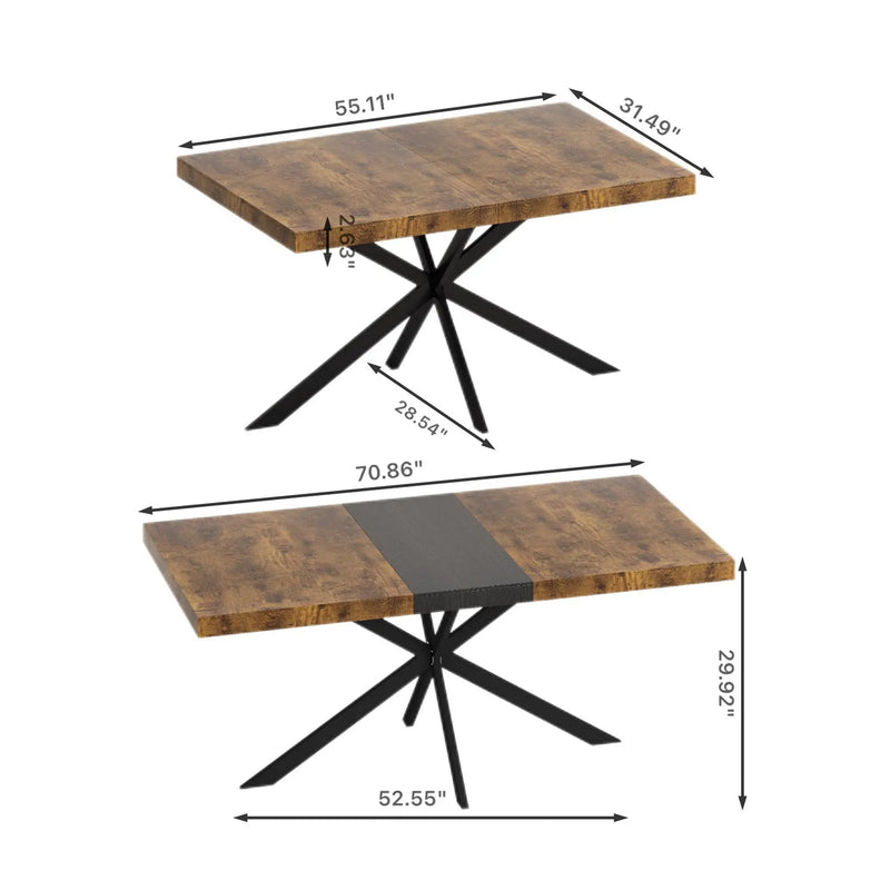 Retro Rectangular Stretch Dining Table With Embossed Center Plate by HouseOfZazla