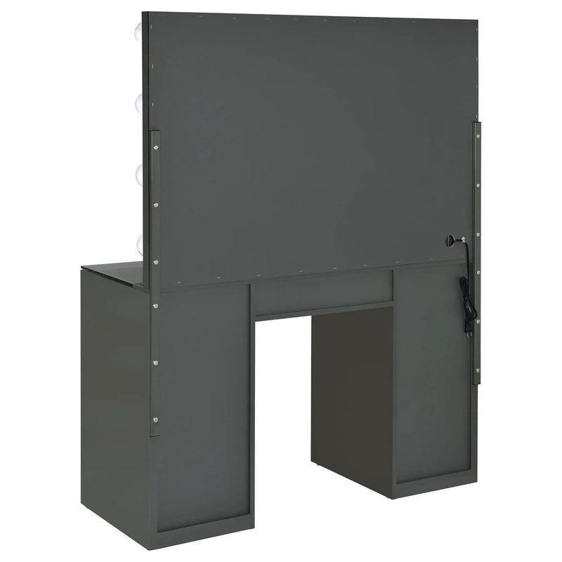 Acena 7-drawer Vanity Set with Lighting Grey High Gloss by Unique Piece Furniture