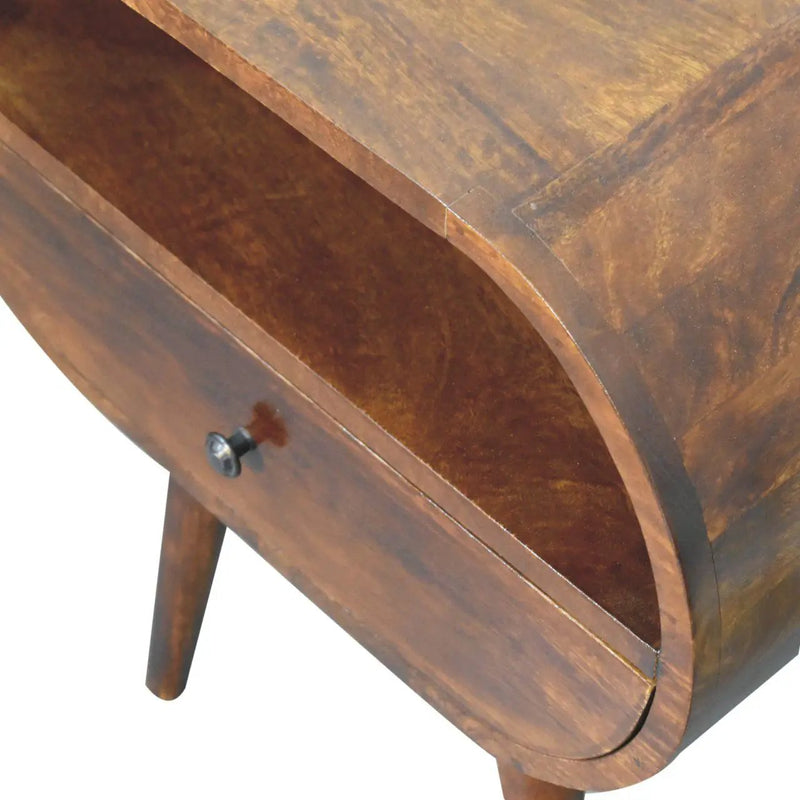 Large Chestnut Circular Bedside by HouseOfZazla