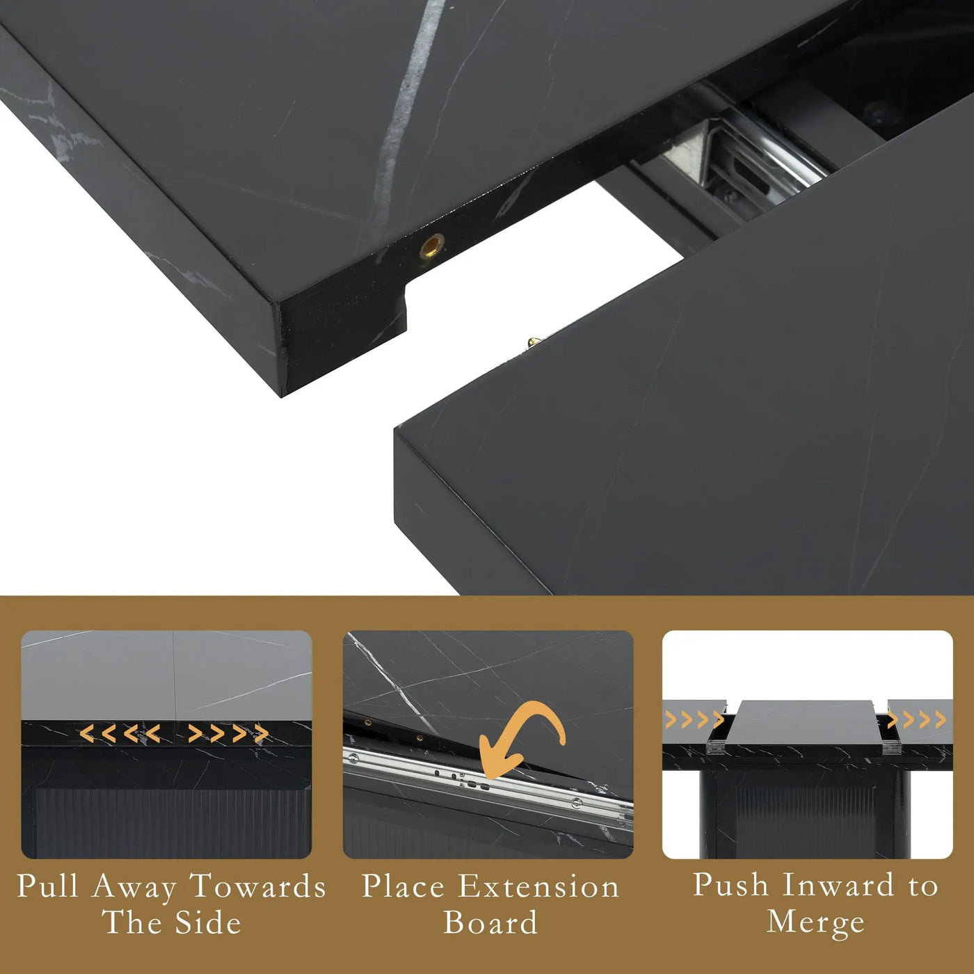 Modern Rectangle Dining Table With Stretchable Top, Storage Cabinet by Unique Piece Furniture