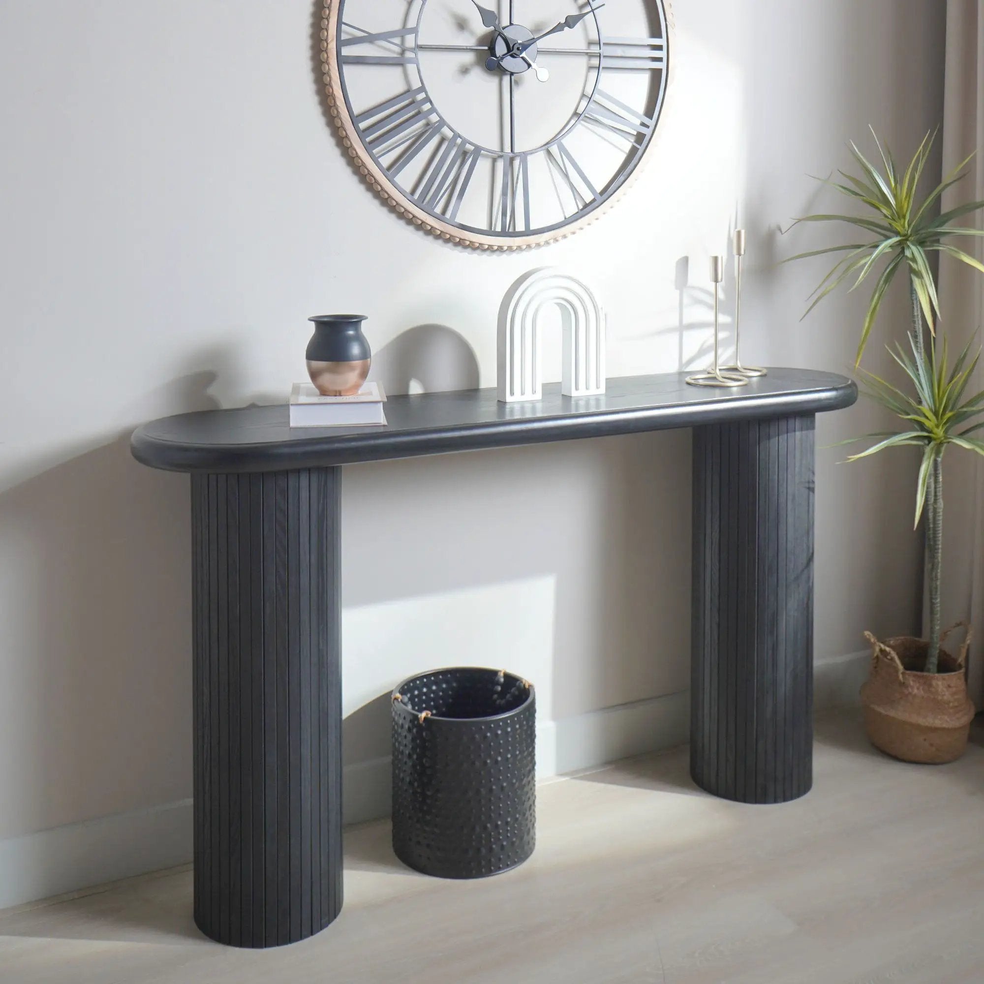 Fluted Cylinder Console Table - Black by Unique Piece Furniture