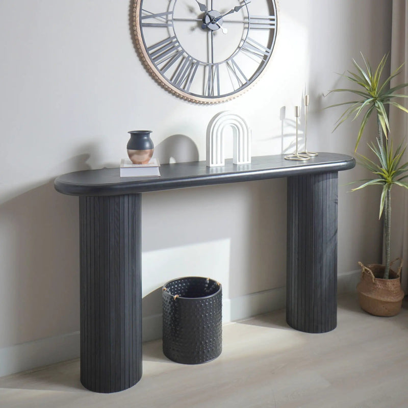 Fluted Cylinder Console Table - Black by Unique Piece Furniture