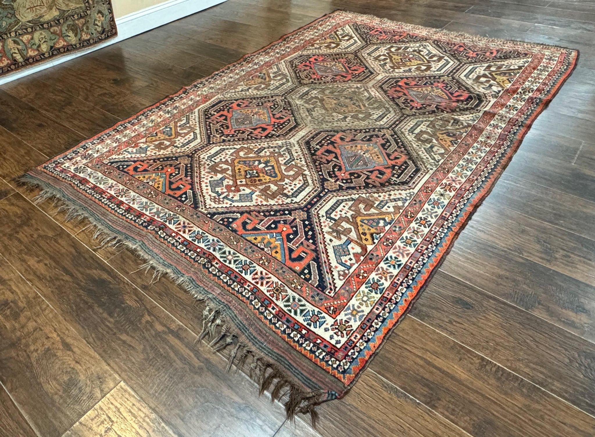 Antique Persian Qashqai Rug 5x8, Persian Tribal Rug, Khamseh Rug by Jewel Rugs