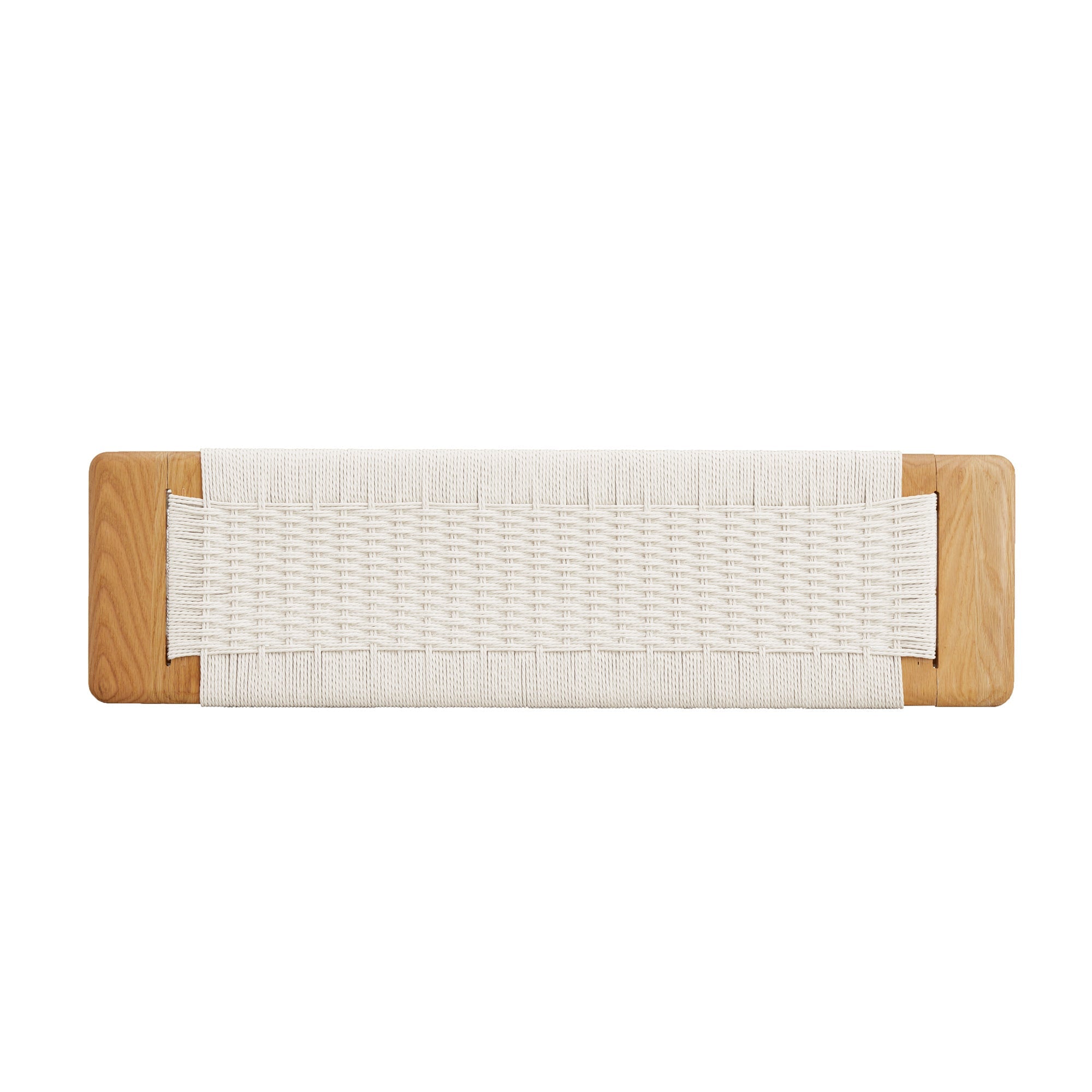 Design Natural Oak Wood Dining Bench with Handwoven Cane Seat in White by HouseOfZazla