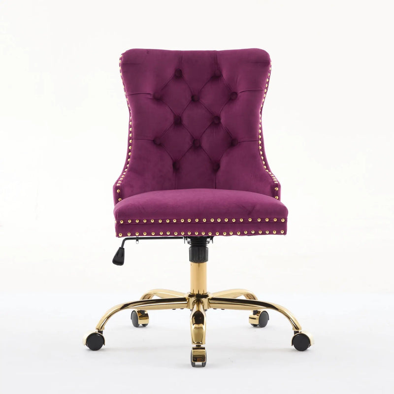 Office Chair Modern Velvet Upholstered Tufted Button (Purple) by HouseOfZazla