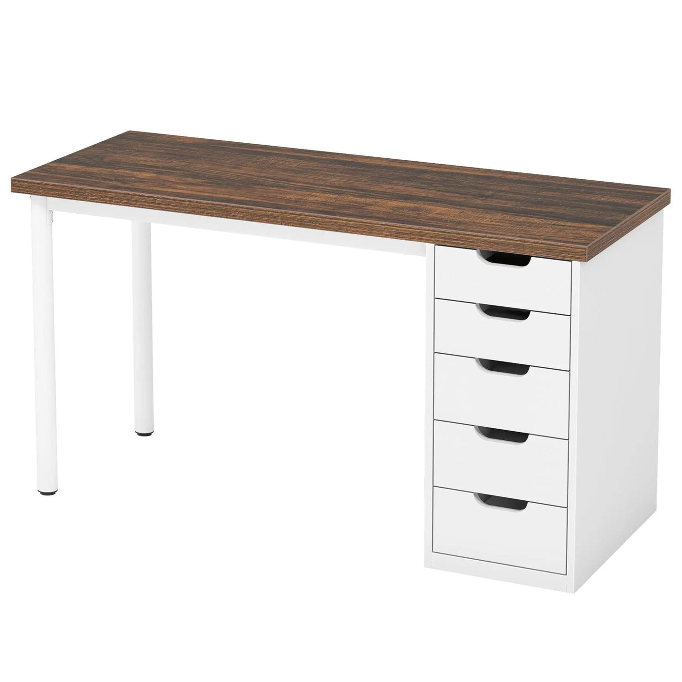 Computer Desk With 5 Drawers, Reversible Cabinet Design by HouseOfZazla