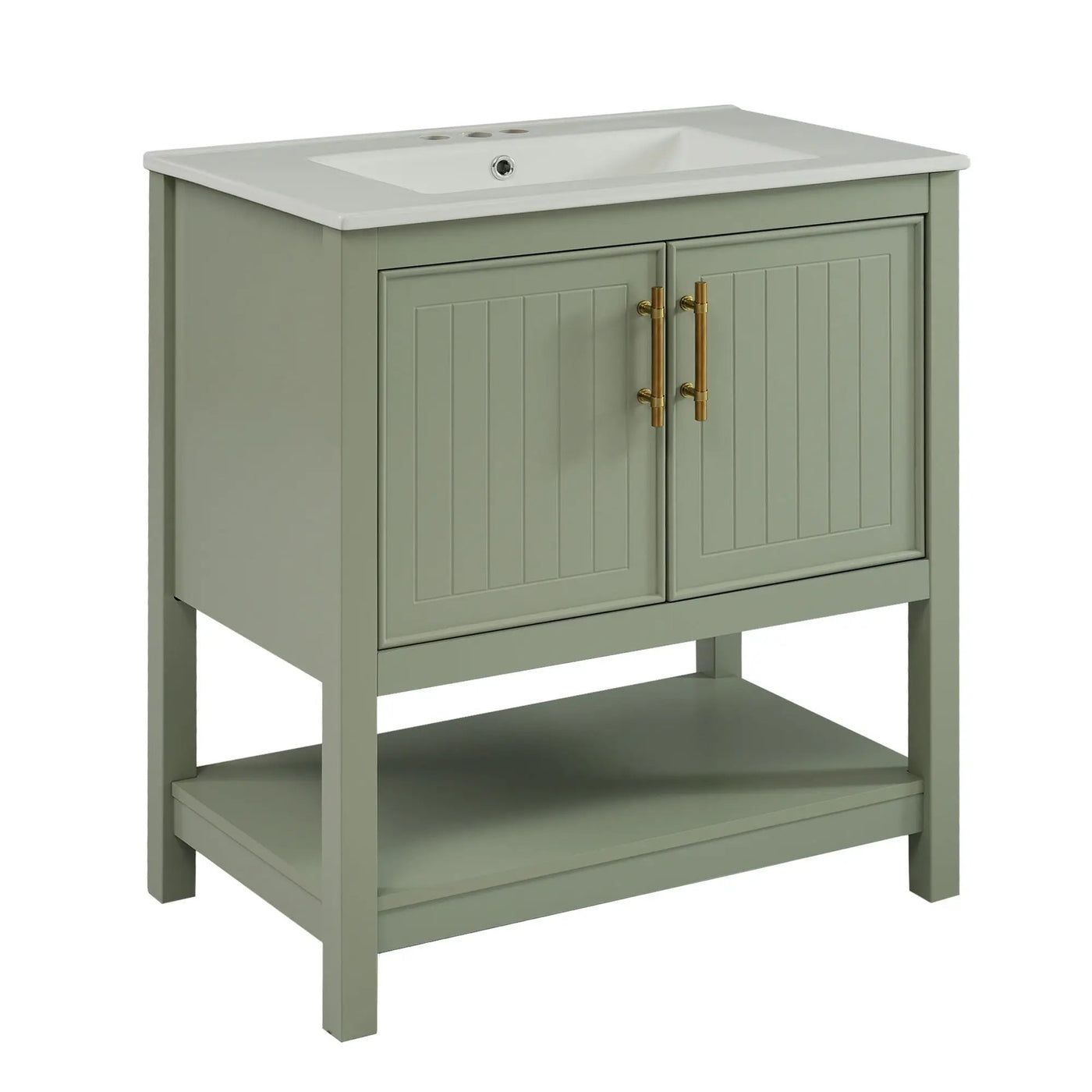 Elegant Bathroom Vanity With Ceramic Sink And Versatile Storage by HouseOfZazla