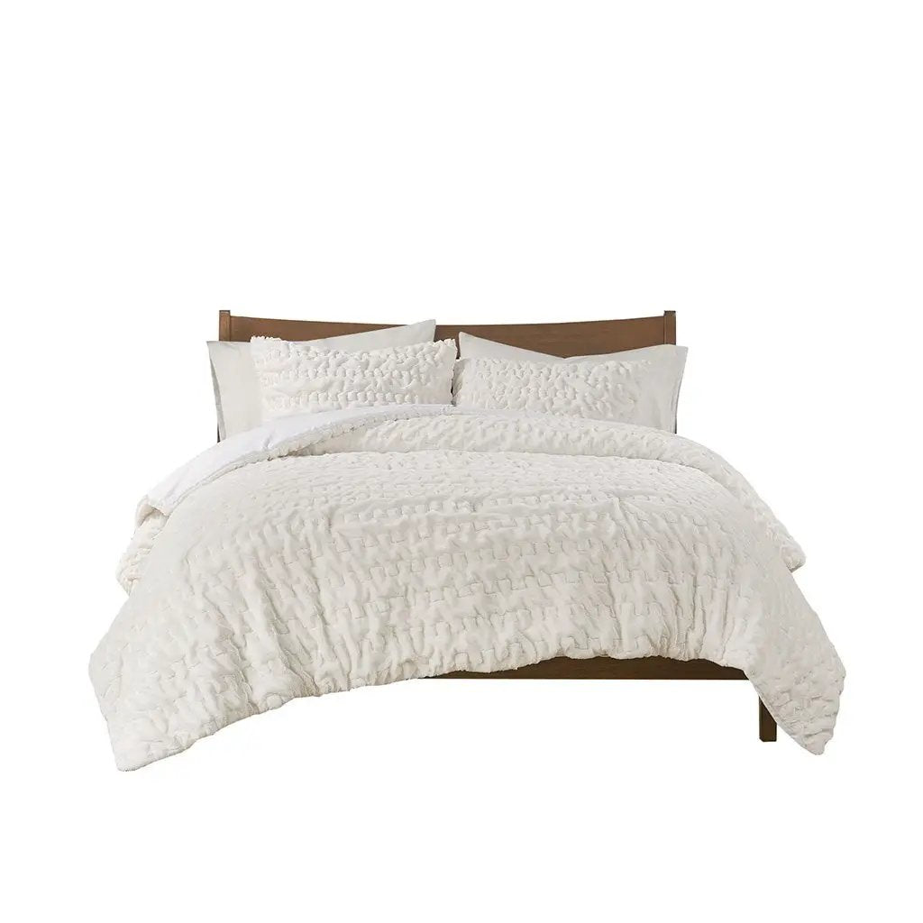 King/Cal King Ruched Fur Down Alternative Comforter Set by HouseOfZazla