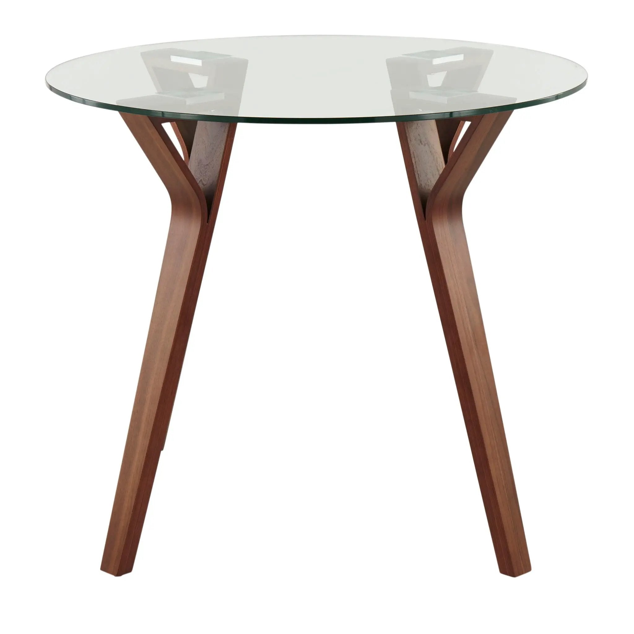 Folia - Mid-Century Modern Round Dinette Table - Walnut / Clear by HouseOfZazla