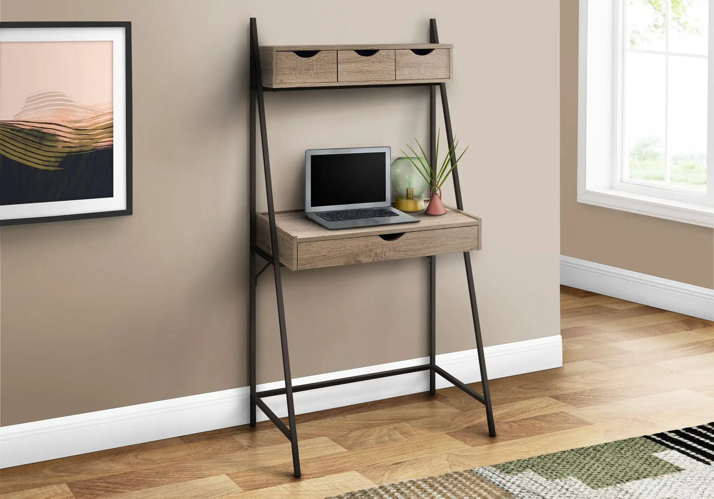 Contemporary Computer Desk for Home Office with Storage Drawers by HouseOfZazla