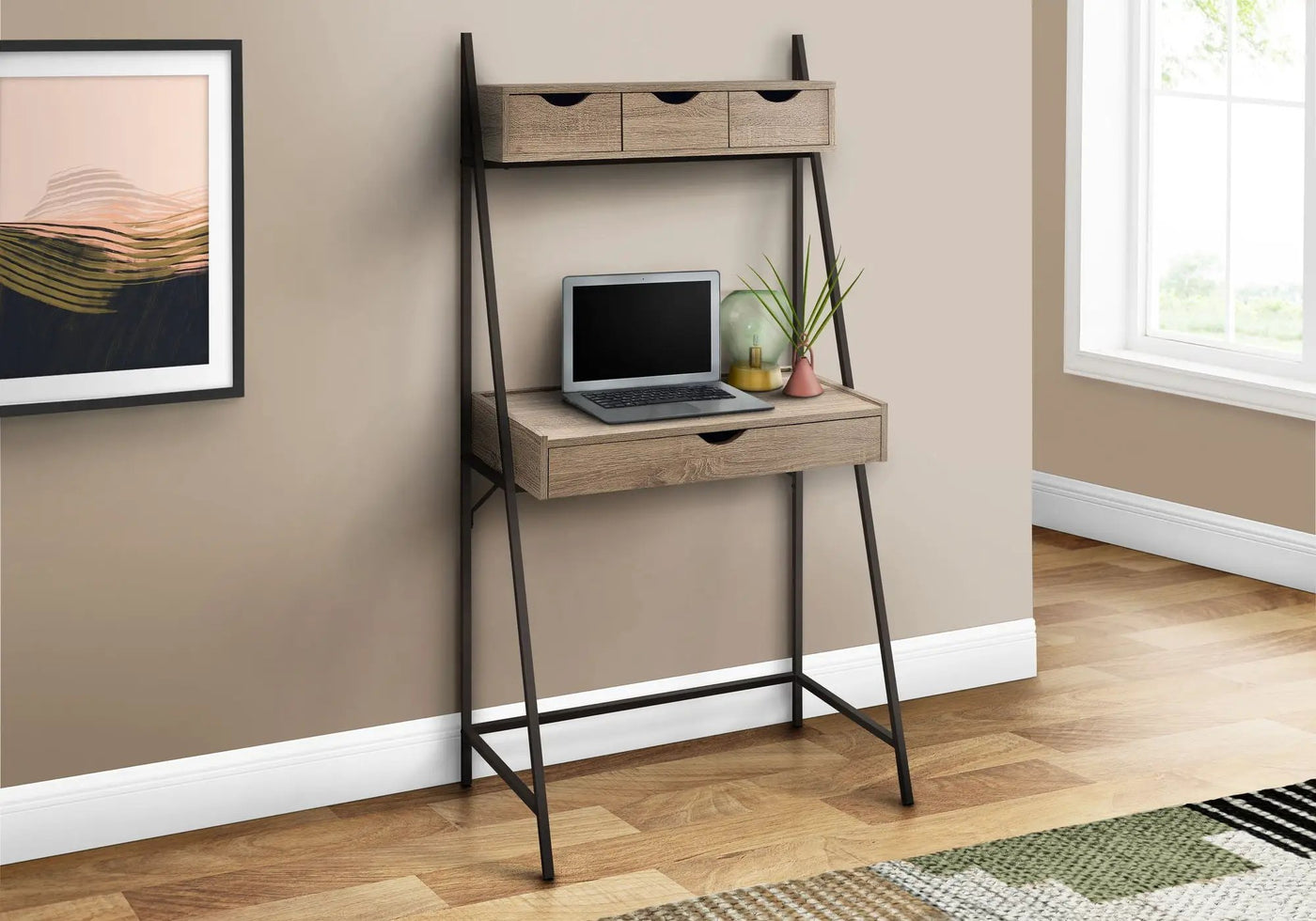 Computer Desk For Home Office, Laptop, Leaning, Storage Drawers, Contemporary & Modern by Unique Piece Furniture