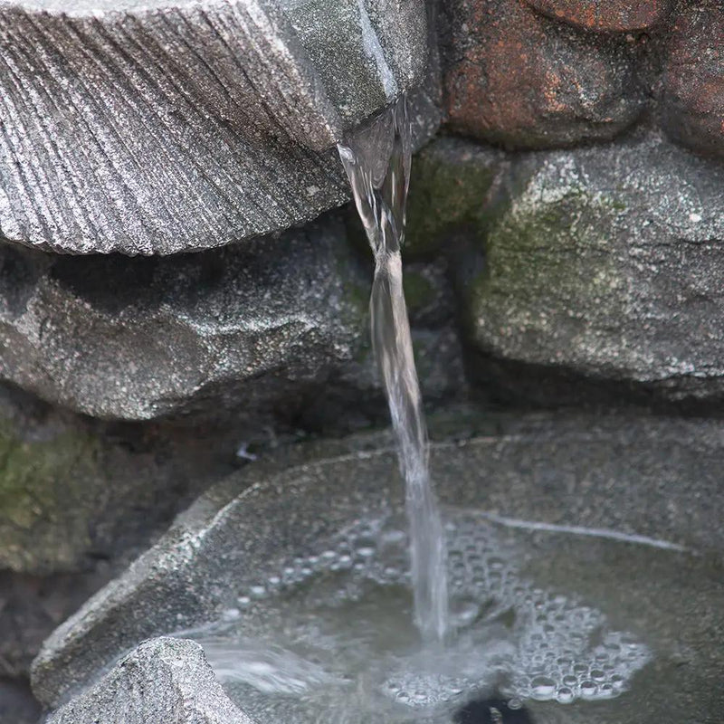 Indoor Outdoor Stone Water Fountain, 4 Tier Polyresin Cascading Rock Bowl Freestanding Fountain With LED Ligh - Gray by HouseOfZazla