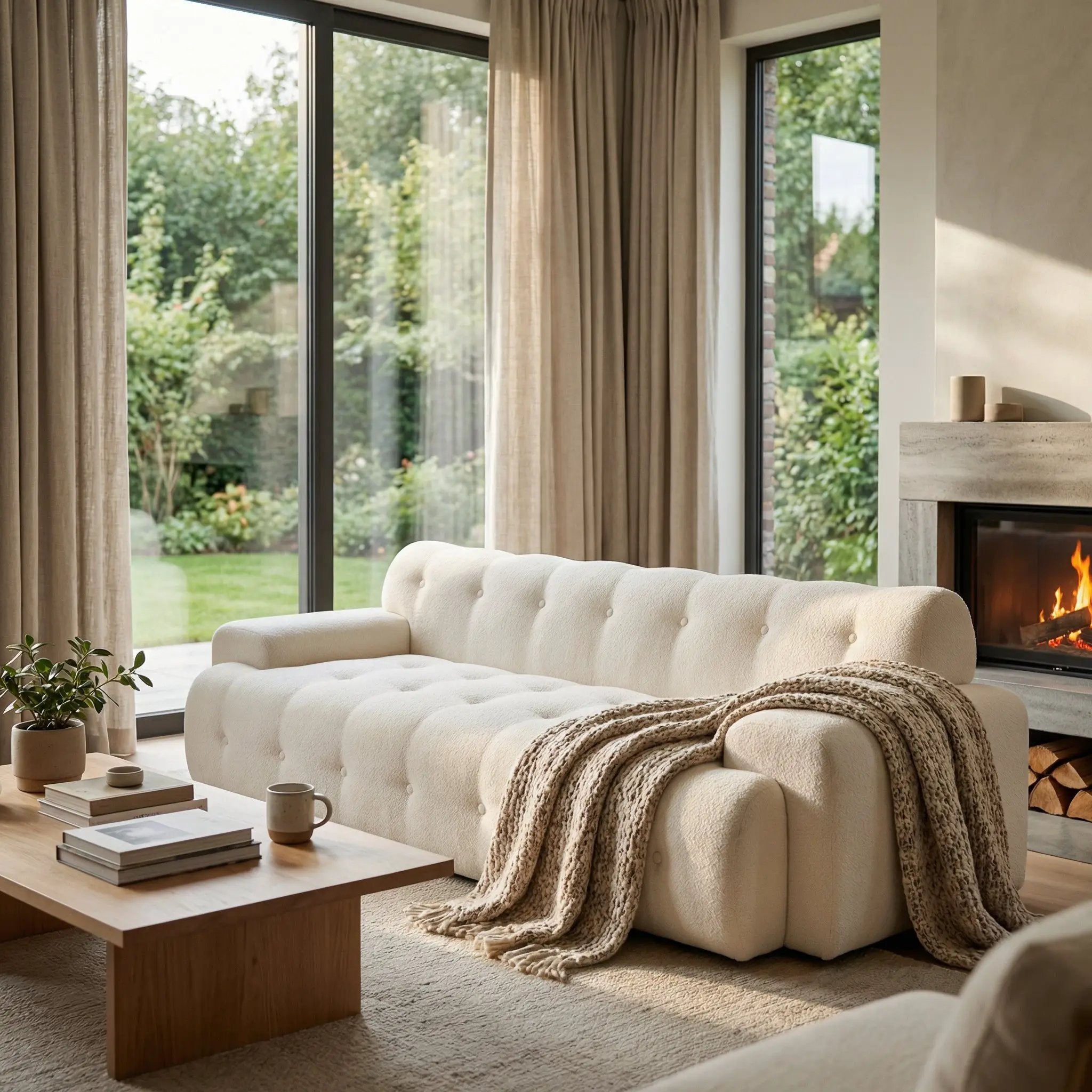88 in. Cloud 3 Seater Chenille Sofa with Button Tufted Upholstery by HouseOfZazla