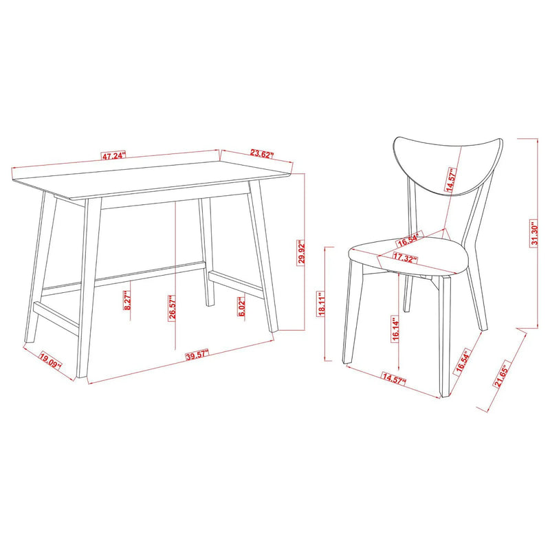 2 Piece Writing Desk Set With Chair - Brown by HouseOfZazla