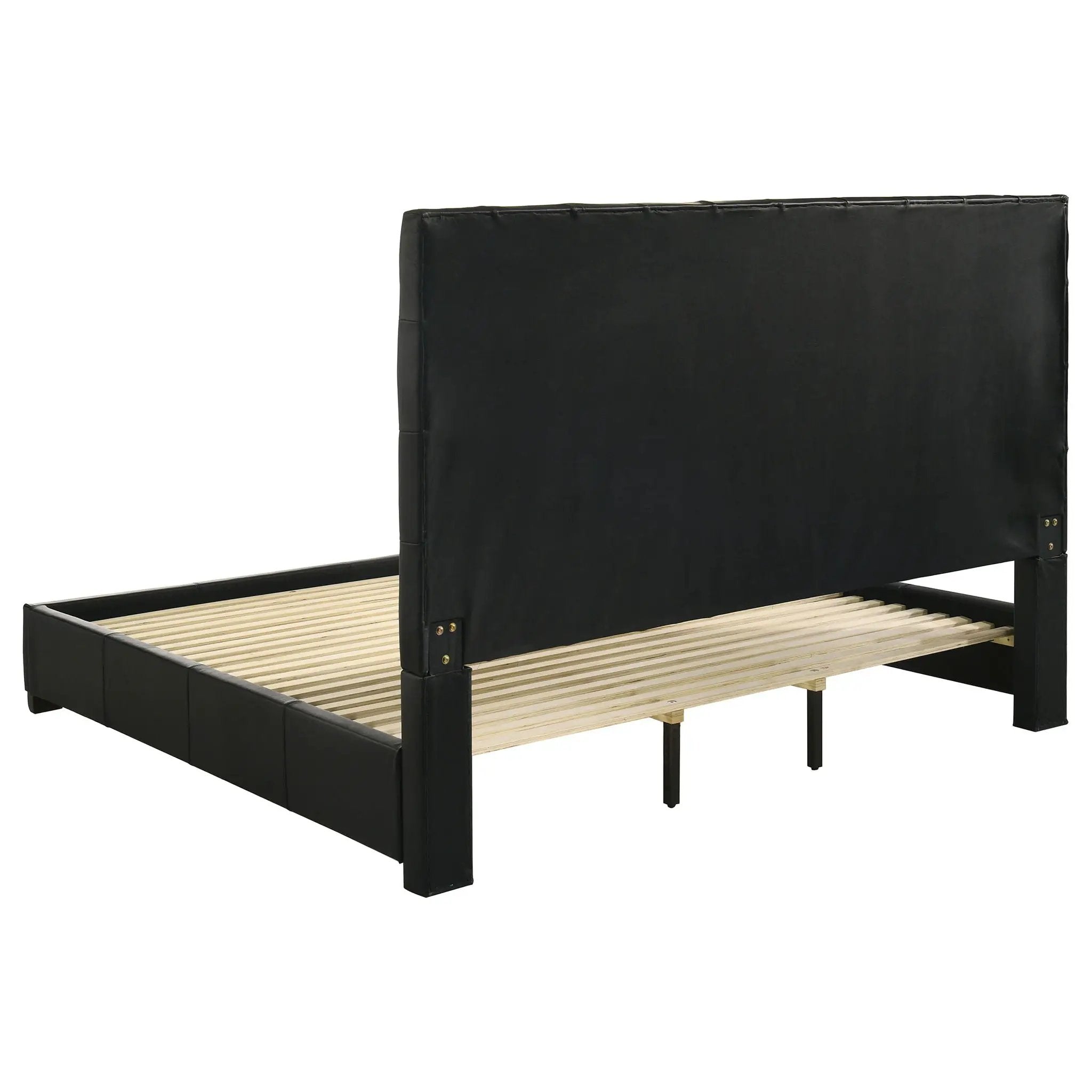 Medley Genuine Leather Eastern King Platform Bed Black by Unique Piece Furniture