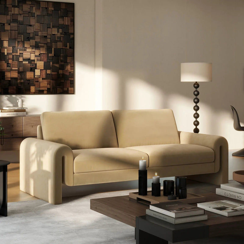 Mason - Arched Arm Sofa - Camel Brown Beige by HouseOfZazla