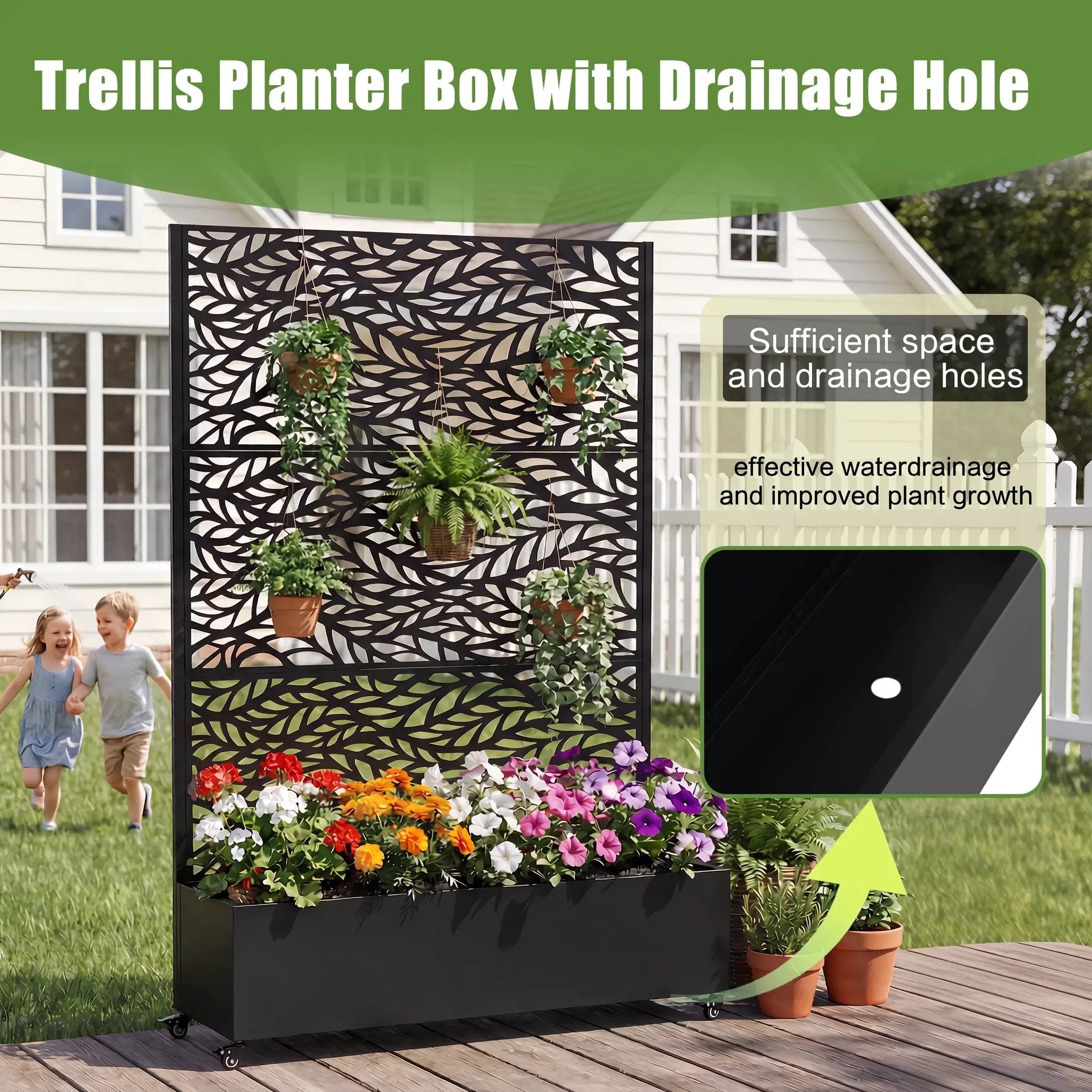 Metal Raised Garden Bed with Wheels and Trellis by HouseOfZazla