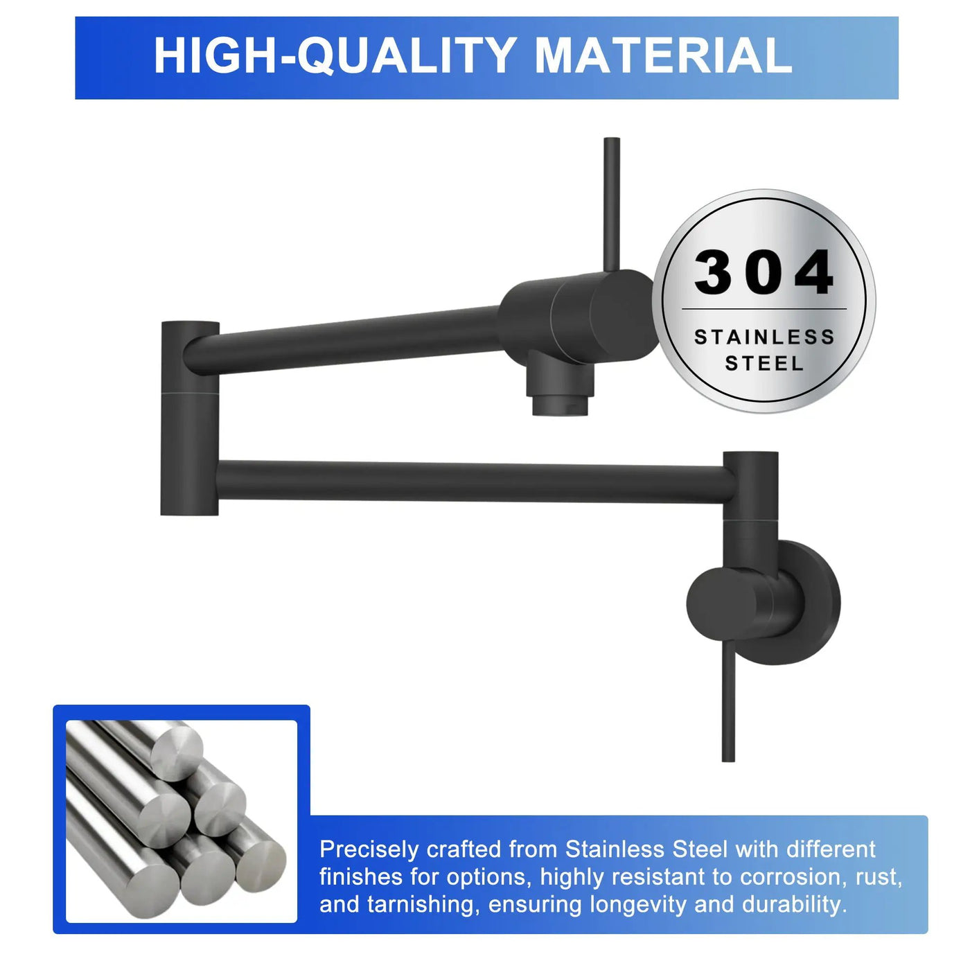 Modern Design Pot Filler Faucet Wall Mount Kitchen Sink, Folding Stretchable by HouseOfZazla