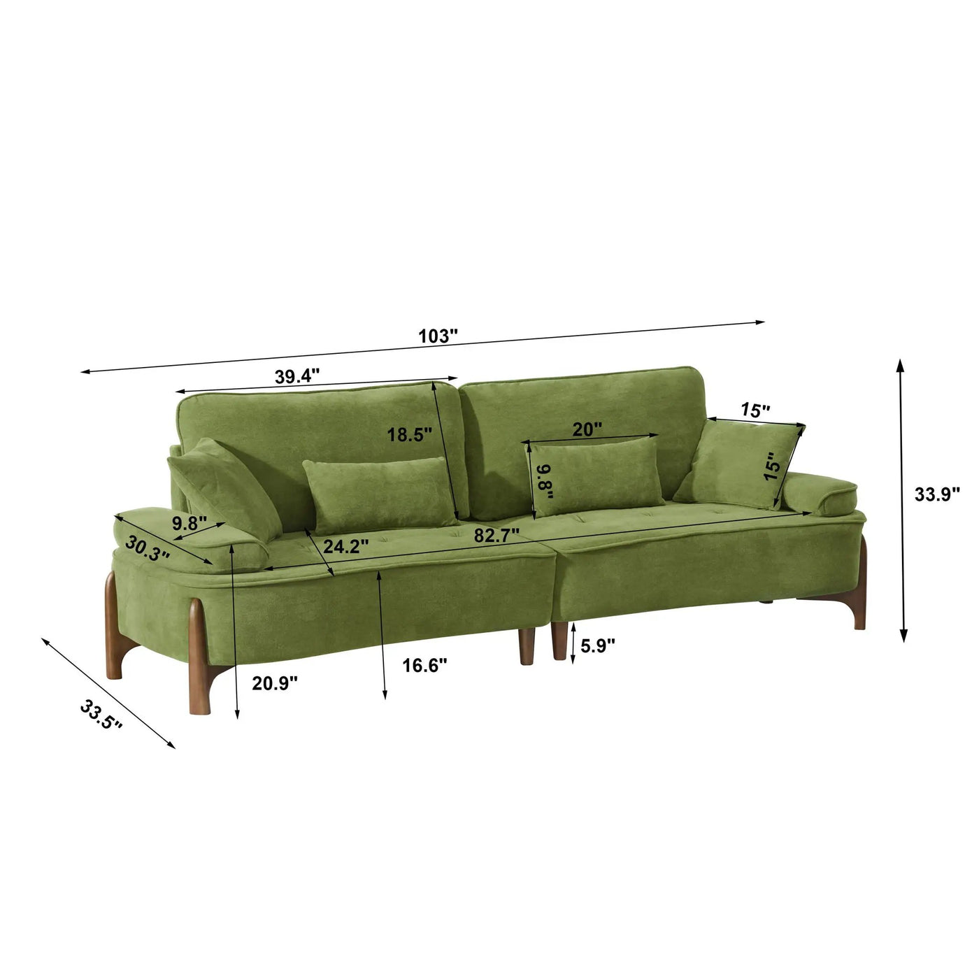 Comfortable Deep Seated Sofa With Pillows by HouseOfZazla