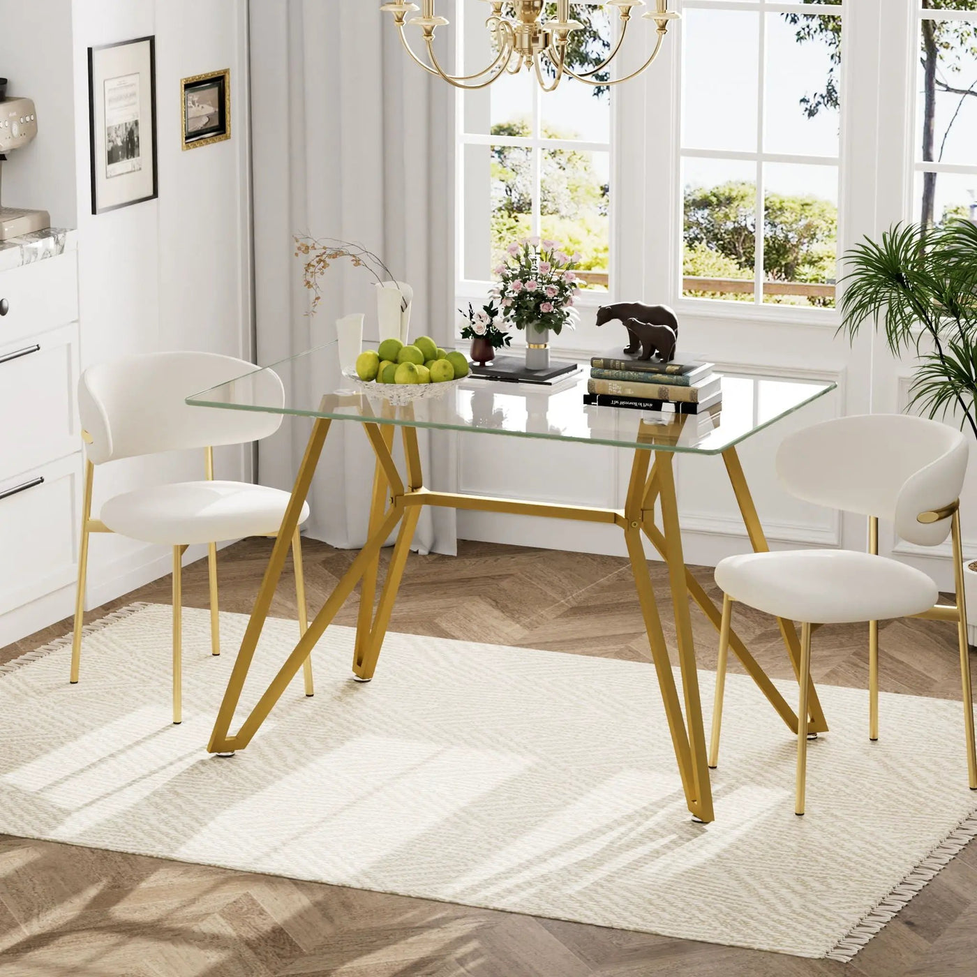 Modern Glass Dining Table With Metal Legs by Unique Piece Furniture