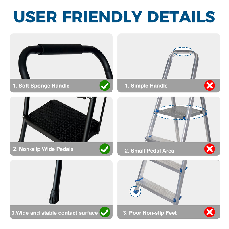Folding Step Ladder with Wide Anti-Slip Pedal by HouseOfZazla