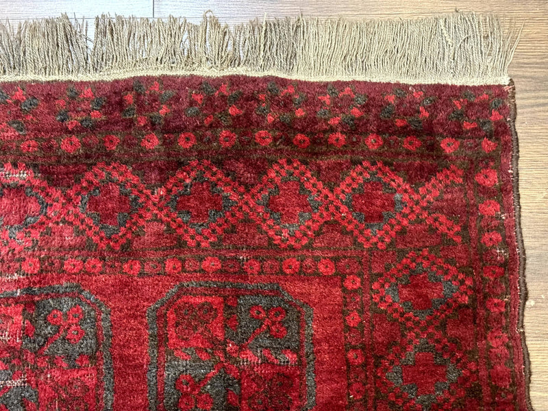 Afghan Turkoman Bokhara Bashir Rug 3x6, Red by Jewel Rugs